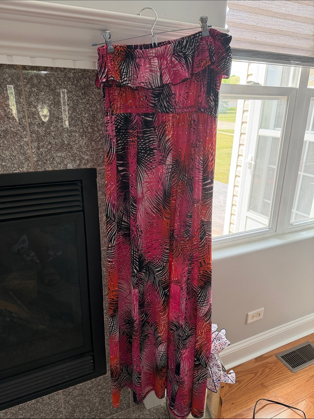 Tropical Pink & Orange Strapless Maxi Dress - Picture 5 of 6